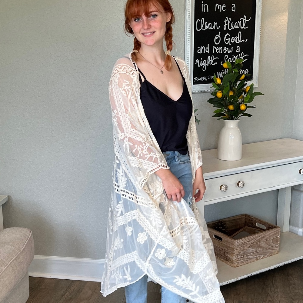 Embroidered Ivory Kimono